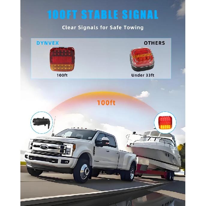 Rechargeable Wireless Reflective Lens Truck Taillights Brake Lights LED Trailer Rear Tail Turn Signal Lamp Caravan Camper Lorry