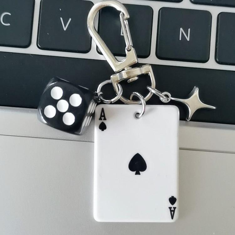 

Poker Card A Dice Keychain Niche Design Trendy Hanging Accessories Game Style Key Chain Jewelry Girls Bag Y2K Handbag Pendant