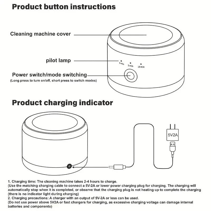 Latest Models Ultrasonic Cleaner Machine, Automatic Denture Cleaner USB Rechargeable Cleaner with Cleaner, 3 Modes