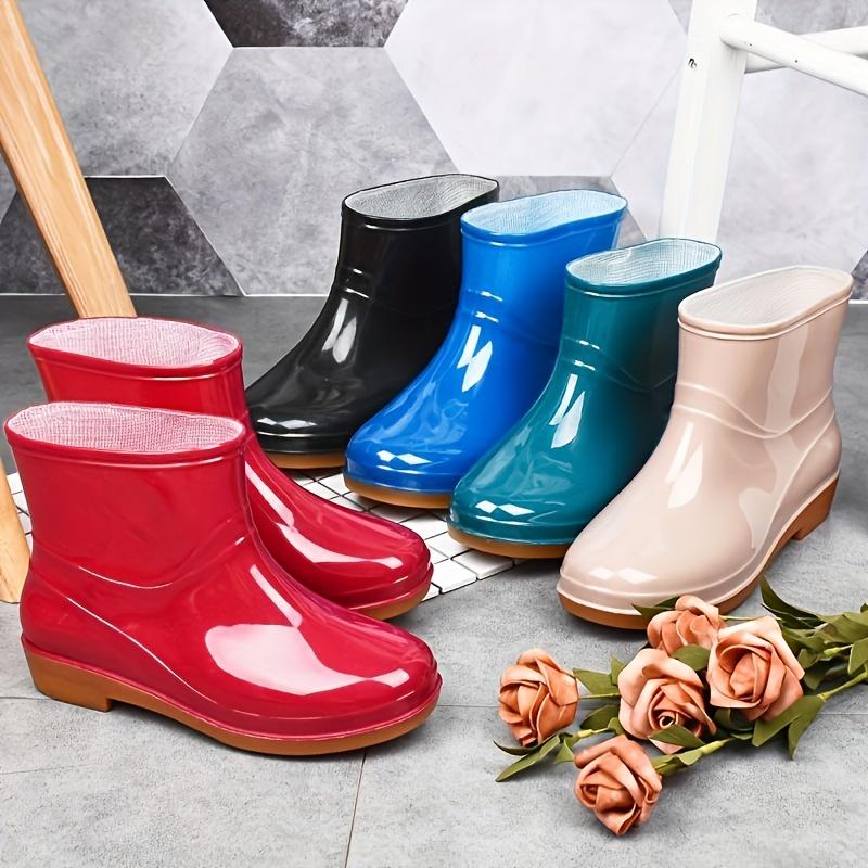 Ladies Fashion Ankle Boots, Non-Slip Tread Sole, Durable, Adult Short Rain Boots
