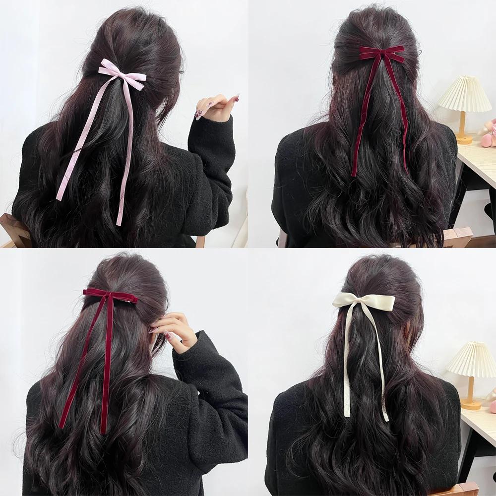 1 Stück/Los Ballettstil Mädchen Schleife Langes Band Haarspange Süßes Mädchen Halb Zusammengebundenes Haar Kopfschmuck Stil Mode Haarschmuck