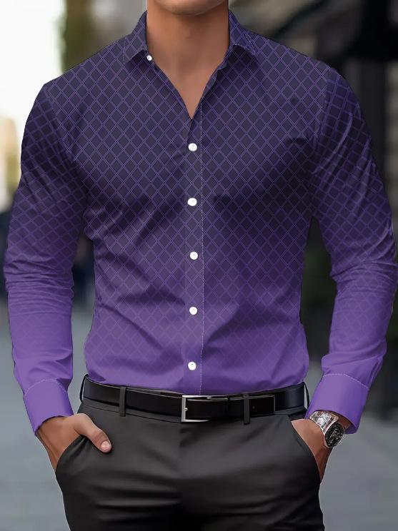 European and American Men's Clothing Casual Personality Trendy Men's Long-sleeved 1D Digital Printing Shirt Large Size Shirt Casual Versatile