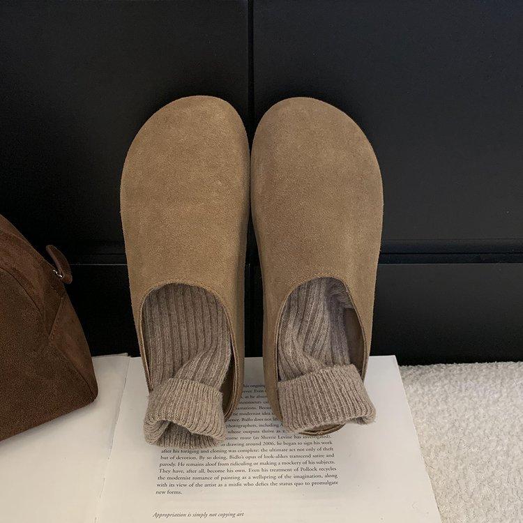 2024 Autumn New Soft Bottom Casual Versatile with Skirt semi-French Retro Bag Head Slippers Women