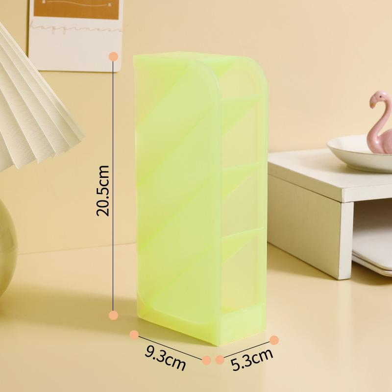 Macaron Color 4 Grid Oblique Insertion Desktop Organizer Pen Holder Pencil Makeup Brush Storage Box School Stationery Quality