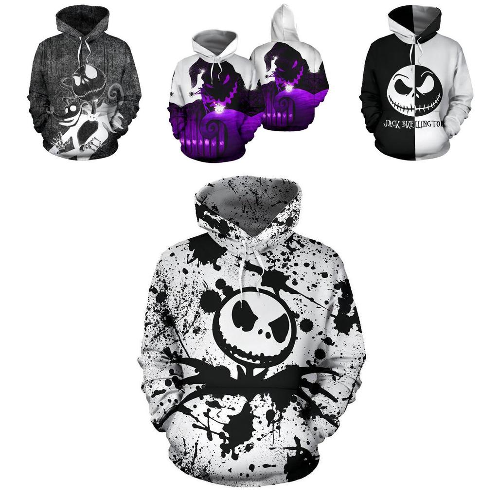 Nightmare Before Christmas Sally And Jack Skellington 3d Hoodie Sweatshirt In Various Sizes