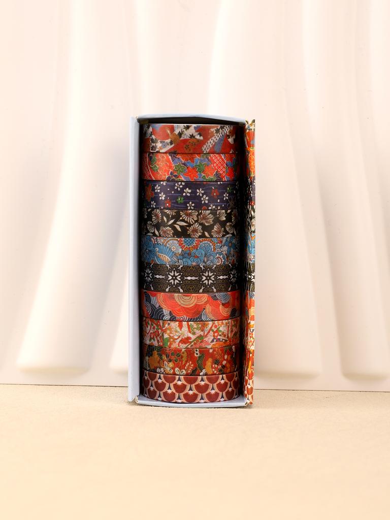 10 Rotoli/Scatola Floreale Vintage Cancelleria Nastro Washi Arte Nastro Adesivo Decorativo Sticker Scrapbooking Fai da Te Nastro Mascherante Nastro Washi