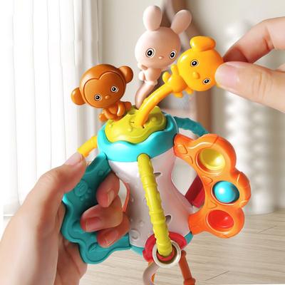 Neues Tier Lala Baby weicher Gummiball Regenbogen Kreis Jenga Kneten genannt Baby Baustein Spielzeug Set