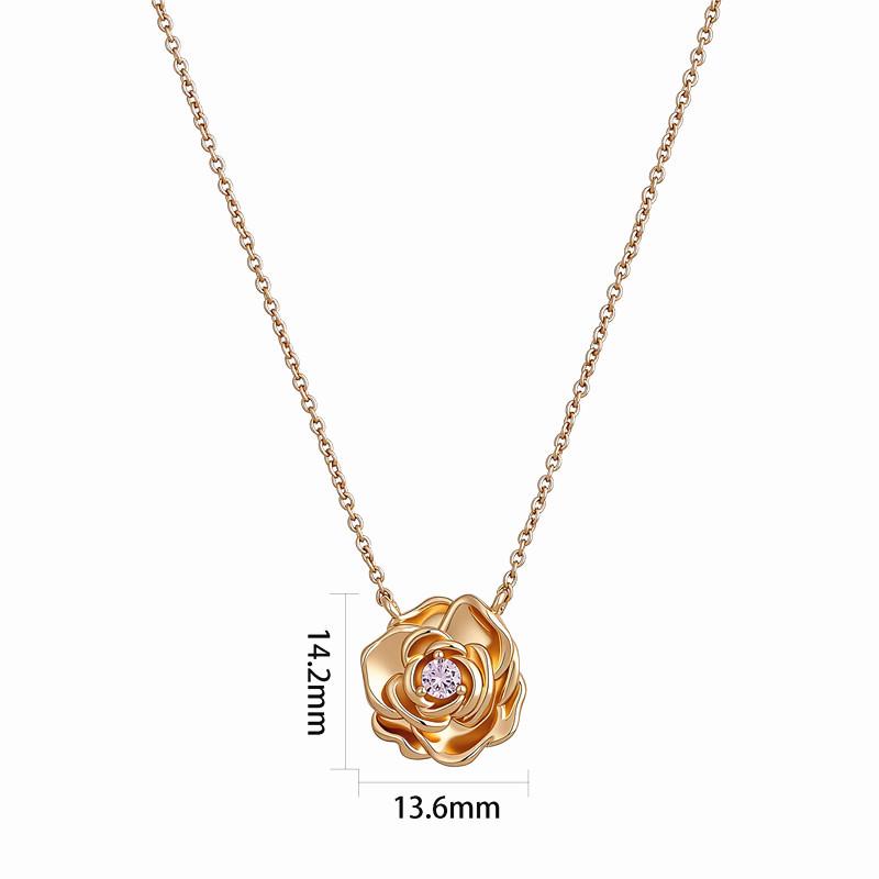 Цветок из розового золота с цирконами, колье: Розовая цепочка на ключицы с бриллиантами розового золота