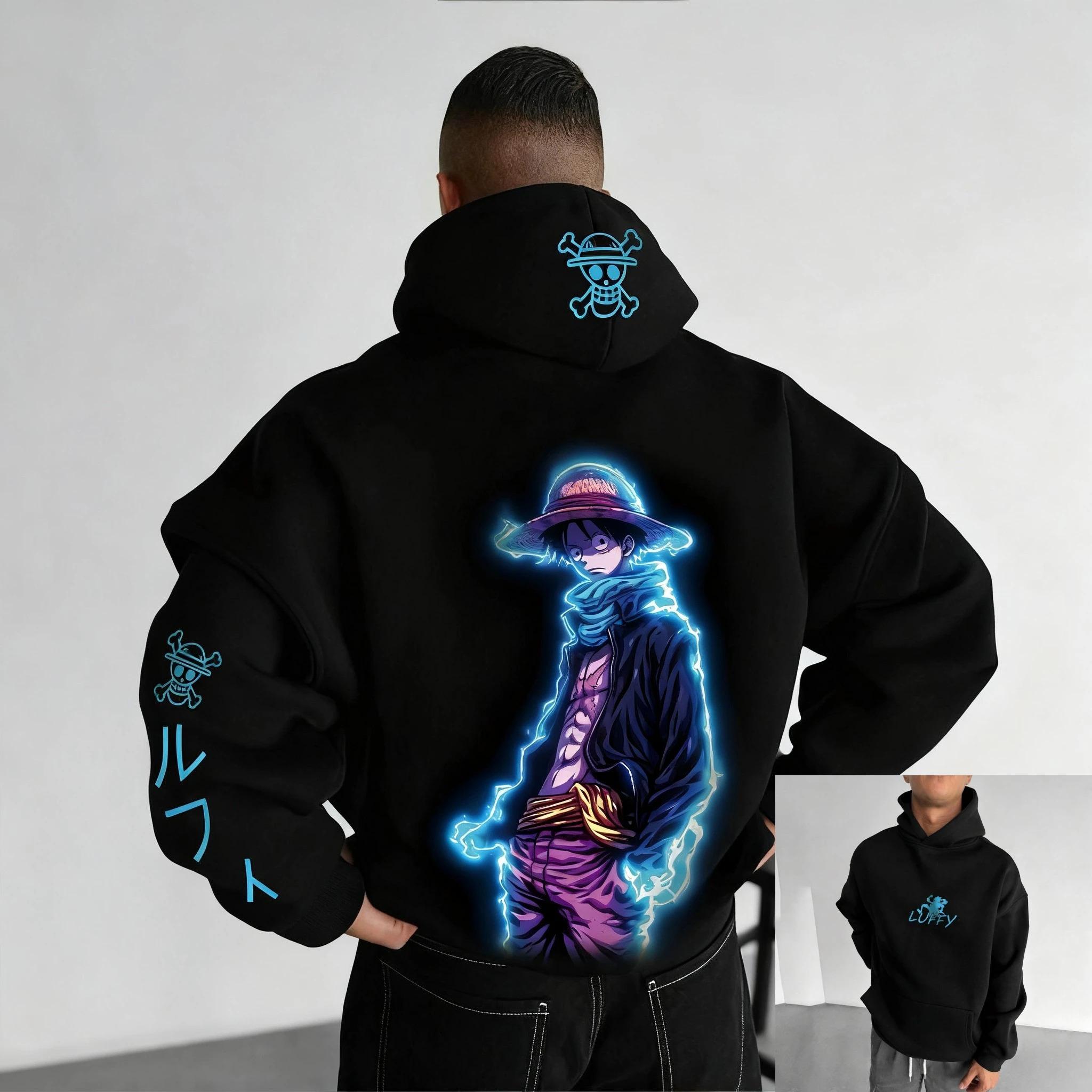 

Vintage Oversized Anime One Piece Hoodie Men Women Sweatshirt Pullover Streetwear Casual Cotton Y2k Clothes Autumn Winter New XXXL сірий