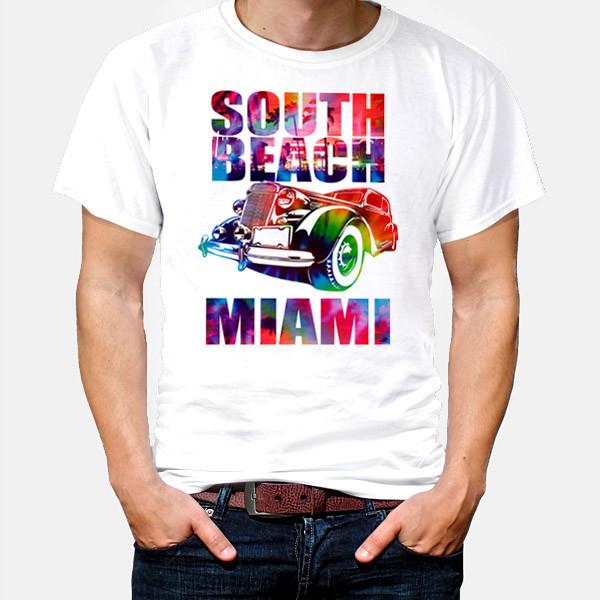 Майами Саут-Бич Флорида Серфинг Тату Быстрый Байкер Мотоцикл SOBE футболка НОВАЯ Унисекс Футболка L