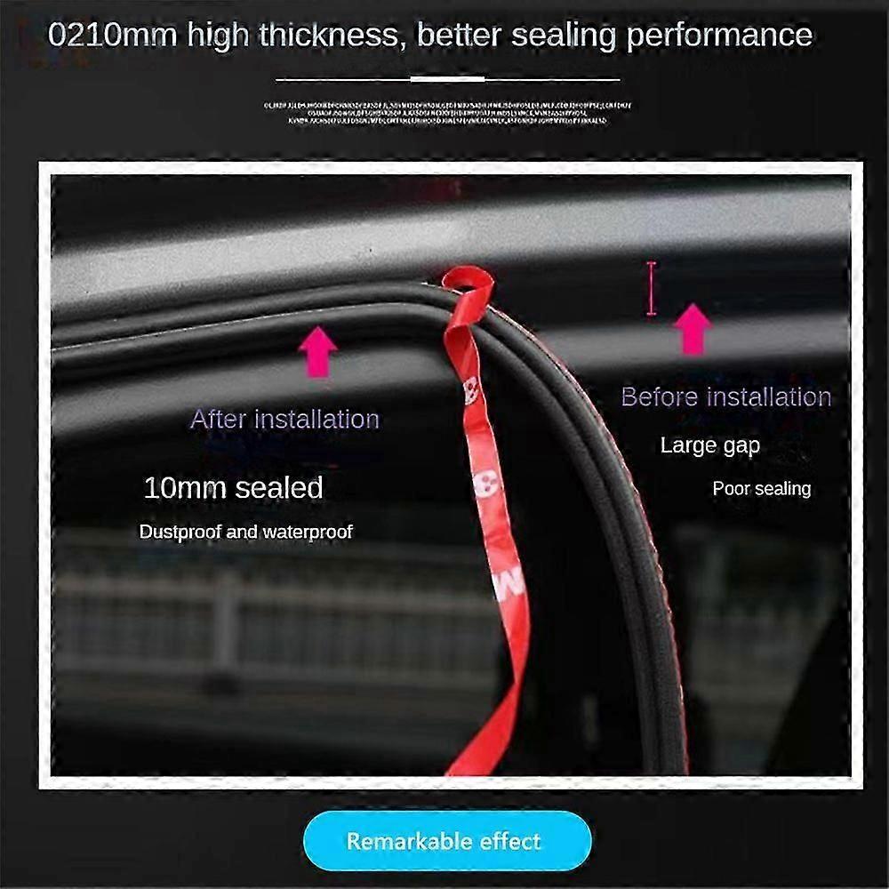 5M Car Door Edge Seal Strip Sticker B 8-hole Weatherstrip Rubber Seals Sound Insulation Sealing Strip Car Styling Protector