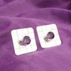 Round Natural Amethyst Sterling Silver Mother Gift Stud Post Butterfly Earrings EE-146-4