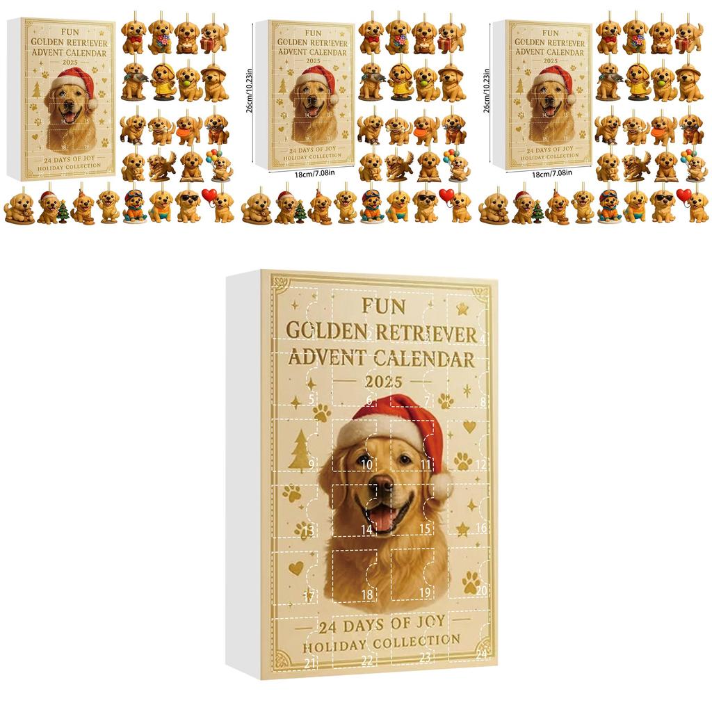 Weihnachts-Adventskalender mit Hundemotiv und Acryl-Tierfiguren zum Verschenken in der Weihnachtszeit