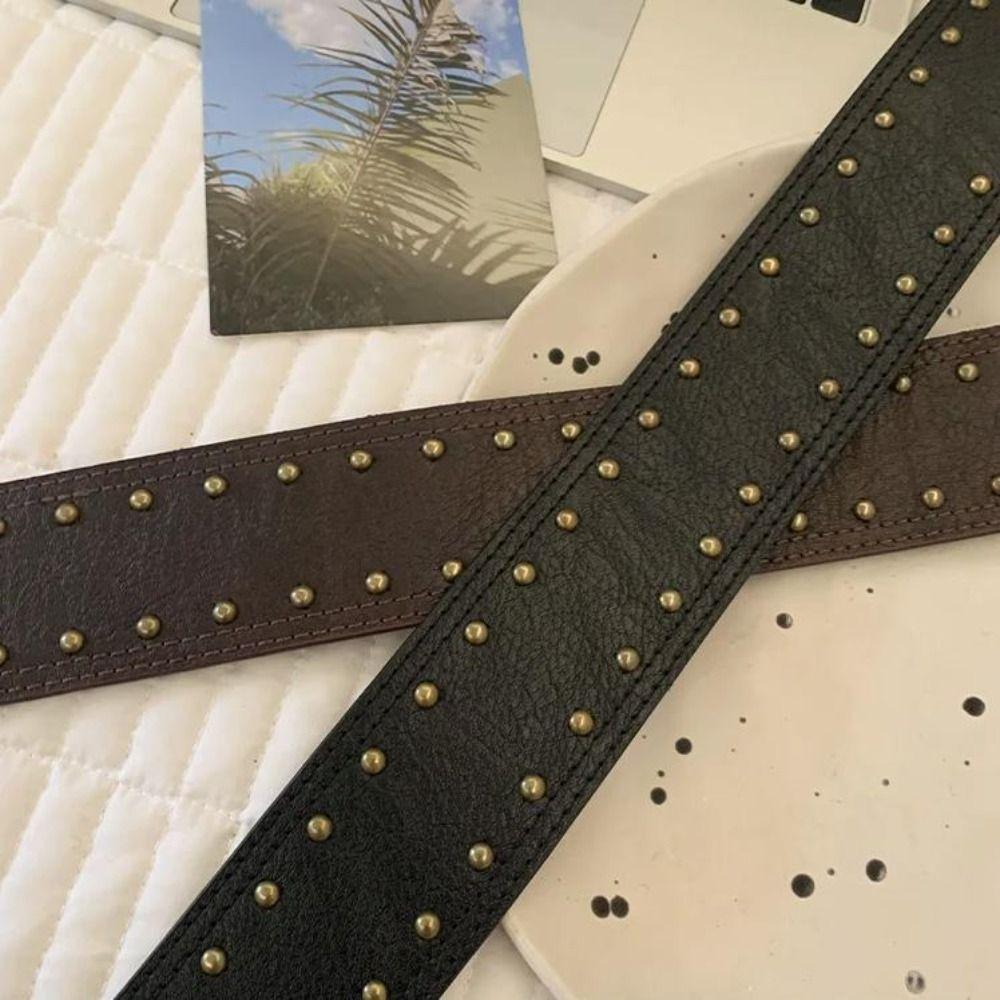 Y2k Leather Waist Belt Gothic Dress Jeans Belt Niche Women's Rivet Belt Spicy Girls