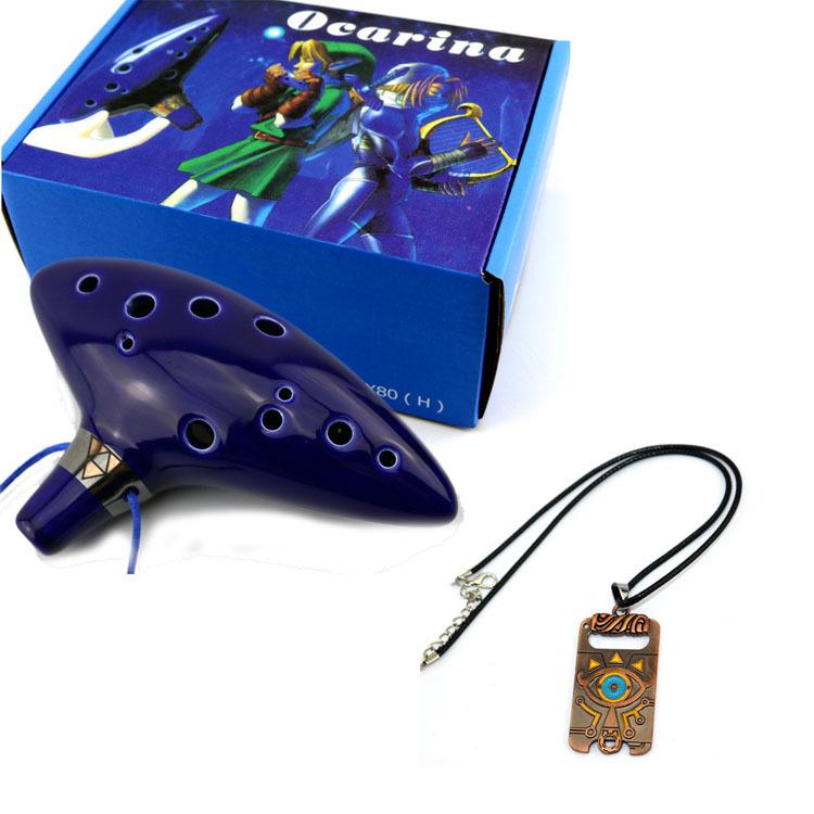 Zelda 12-Hole Alto C Ceramic Ocarina with Stand, Sheet Music, Box & String
