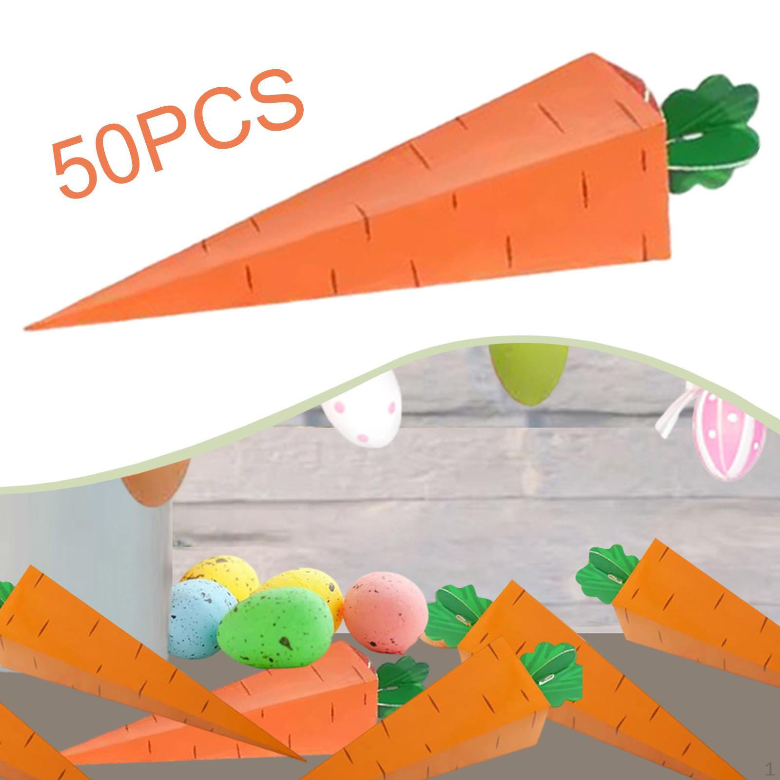 

50x Candy Boxes Paper Easter Treat Carrot Shaped Containers Decorative Creative Unique for