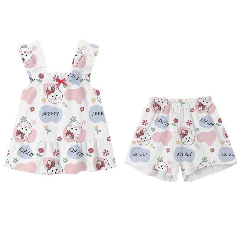 

2024 Милый мультяшный аниме летний пижамный комплект для девочек - майка и шорты 150 cm