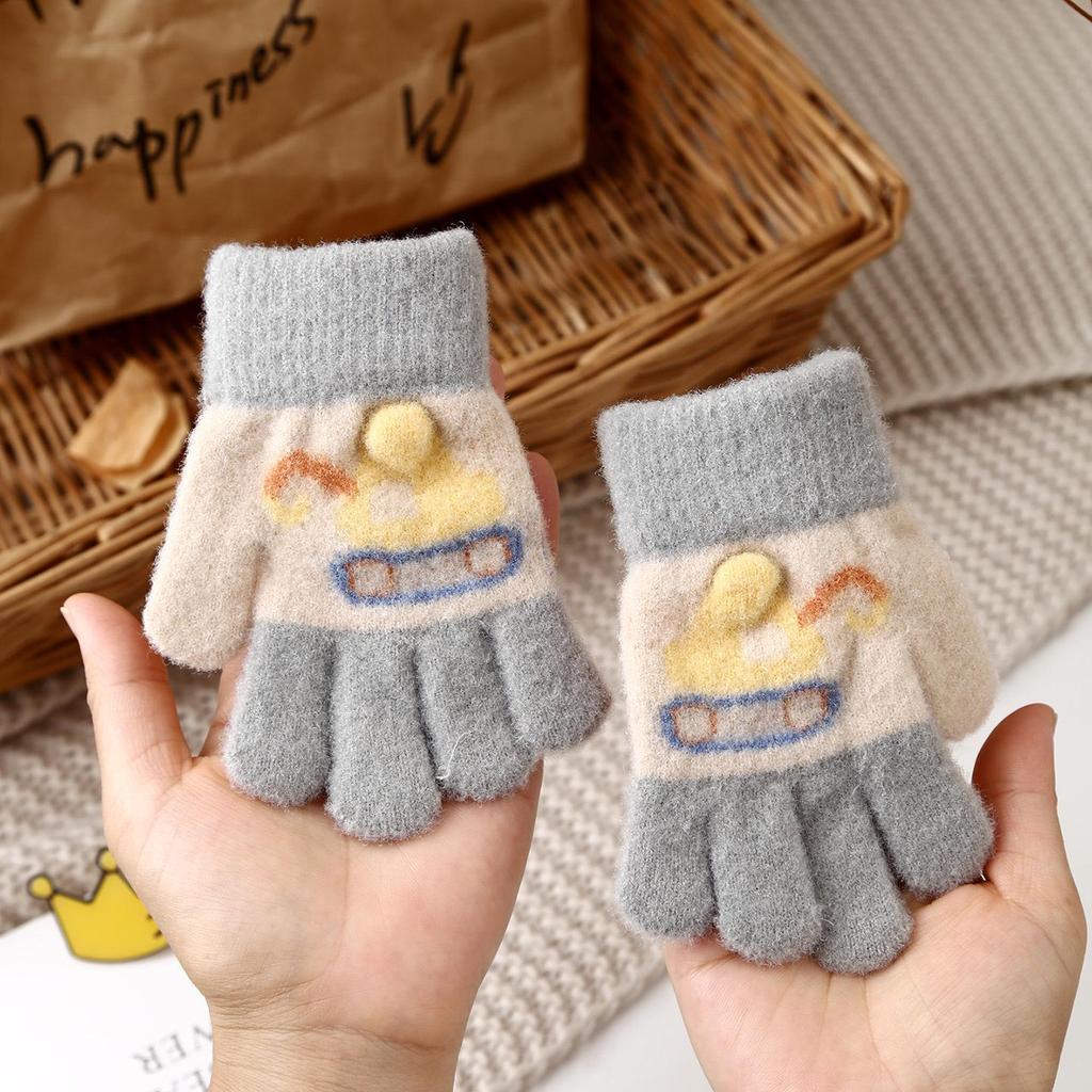 Luvas de Inverno Infantis Fofas de Urso Estilo Coreano - Quentes, À Prova de Frio, Design de Cinco Dedos para Meninos e Meninas