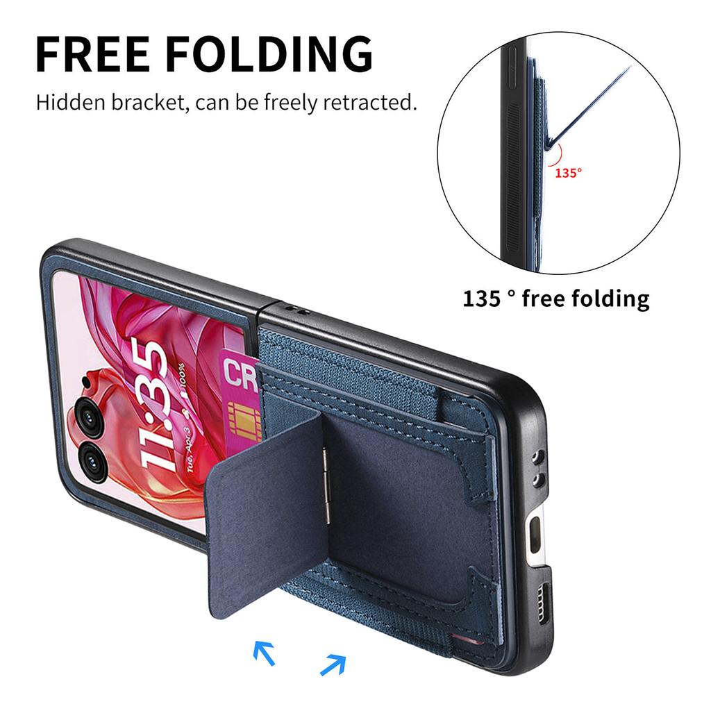 For Motorola Razr 60 Ultra 5G Case Kickstand Retro Leather Back Cover with Card Holder