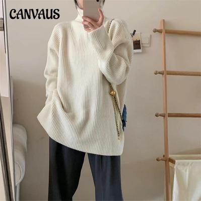 Gentle Department of Lazy Wind High Neck Plus Size πουλόβερ Γυναικεία φθινοπωρινά και χειμερινά χαλαρά πλεκτά