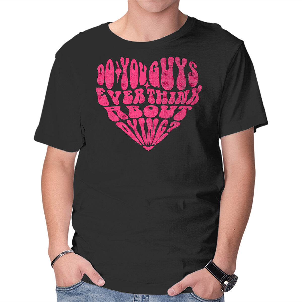 Unisex Crew Neck T-Shirt Think About Dying Graphic Short Sleeve Casual Tee M