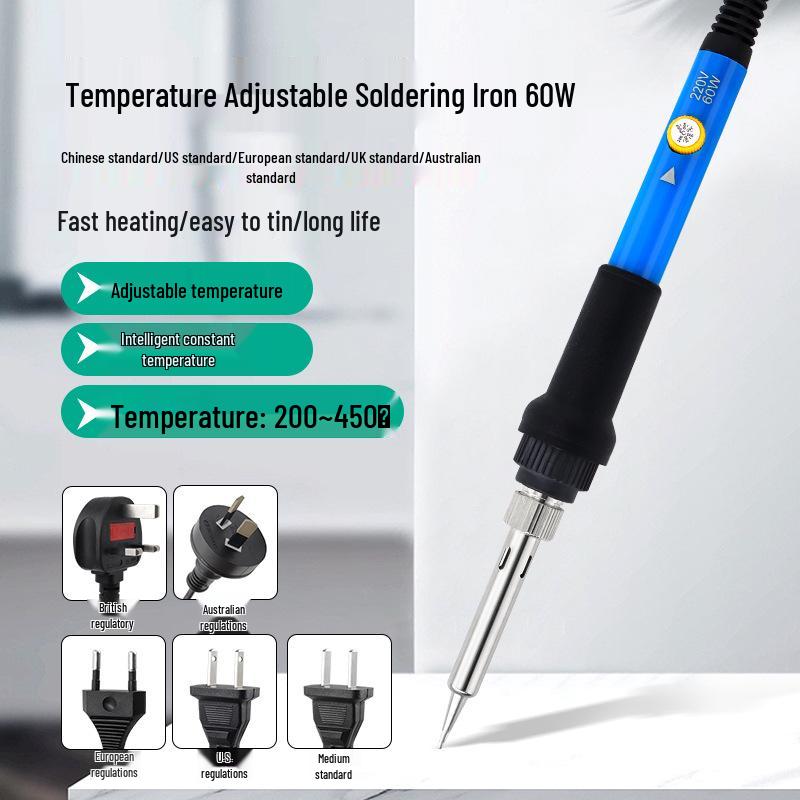 Adjustable Temperature Soldering Iron - 60W Household Tool for European/American Standards