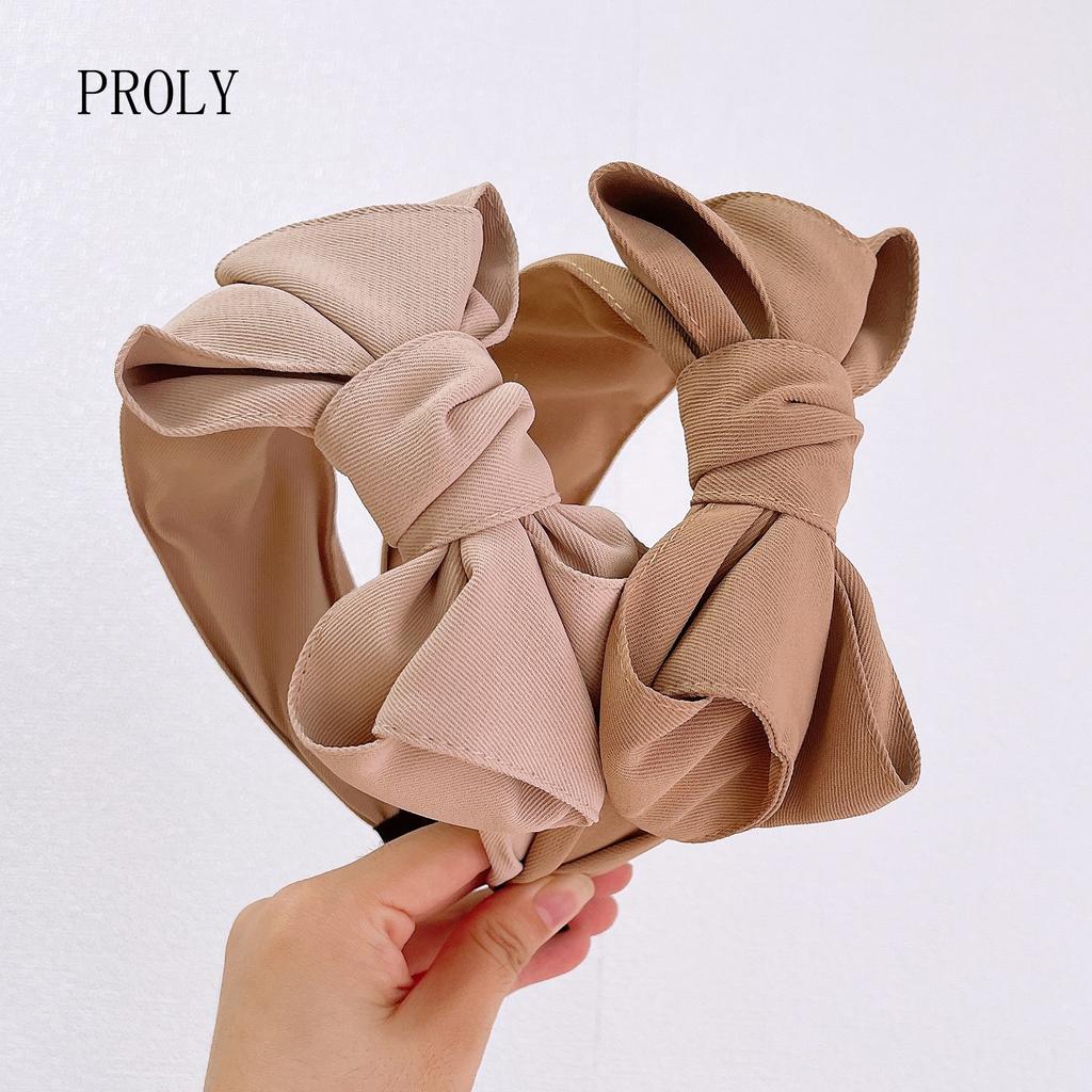 PROLY New Fashion Autumn WInter Headwear Solid Color Big Bowknot Turban Casual Pleated Hairband For Adult Hair Accessories