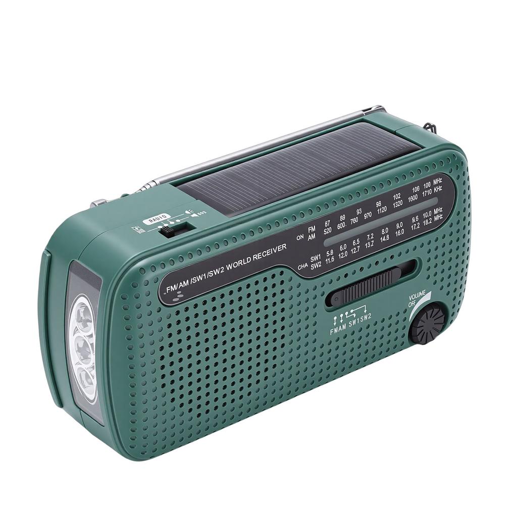 Portable Solar Radio NOAA Weather Hand Crank AM FM Shortwave Emergency Radio with LED Flashlight