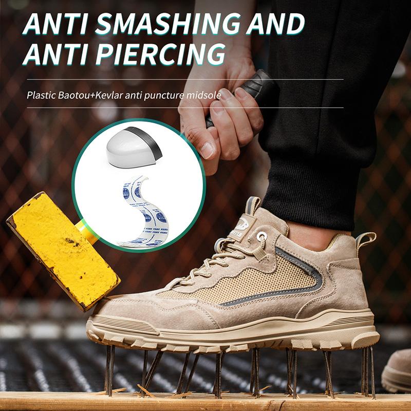 Safety Shoes Men Anti-smash Breathable Work Boots Steel Toe Cap Puncture-Proof Male Footwear