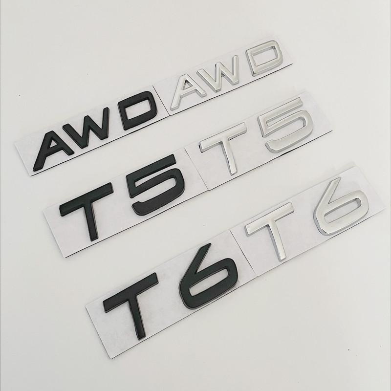 3D Metall T5 Logo T6 Emblem AWD Buchstaben Auto Kofferraum Emblem Für S60 C30 850 S40 V40 V70 XC60 V50 S70 C70 V90 T5 T6 AWD Aufkleber
