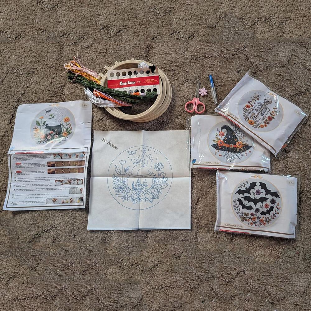4set 15cm DIY Halloween Embroidery set for Beginners