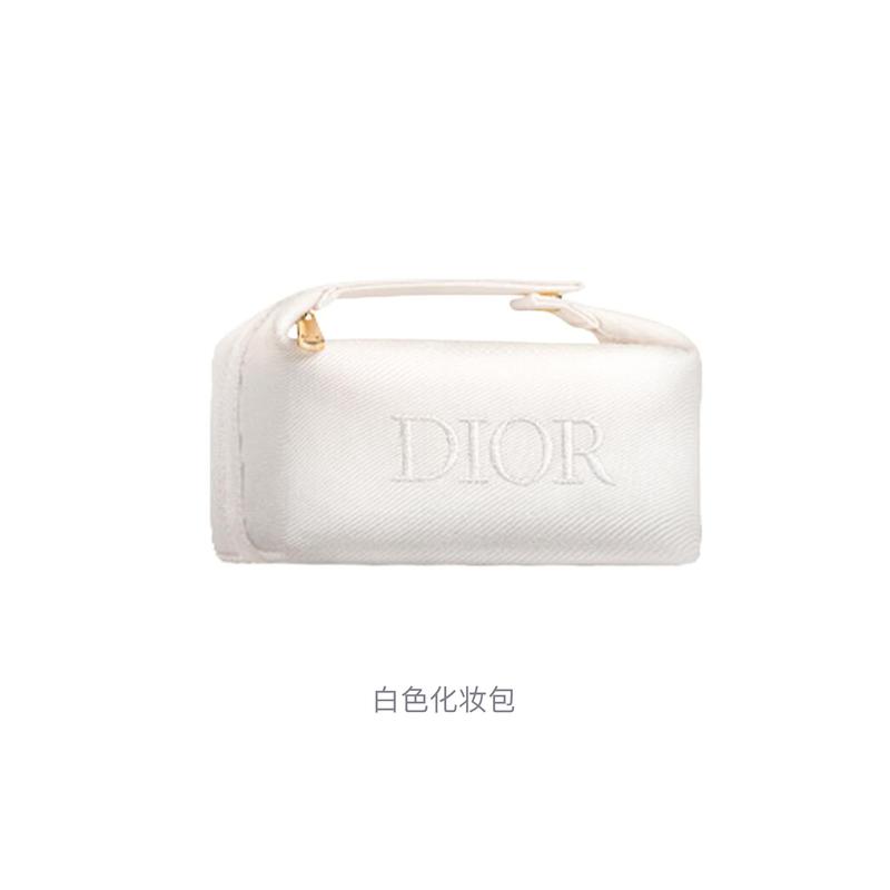 Dior White Cosmetics Cosmetic Bag Storage Birthday Gift for Girlfriend White Portable Cosmetic Bag One Pack