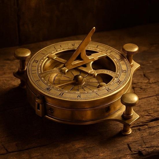 Solid Brass Sundial Compass Maritime Navigation Instrument