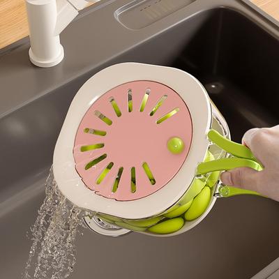 Fruit Washing Bowl Drain Basket Fruit Drainer Container with Foldable Handle Food Strainer Thickened Fruit Plate  Strainer Bowl