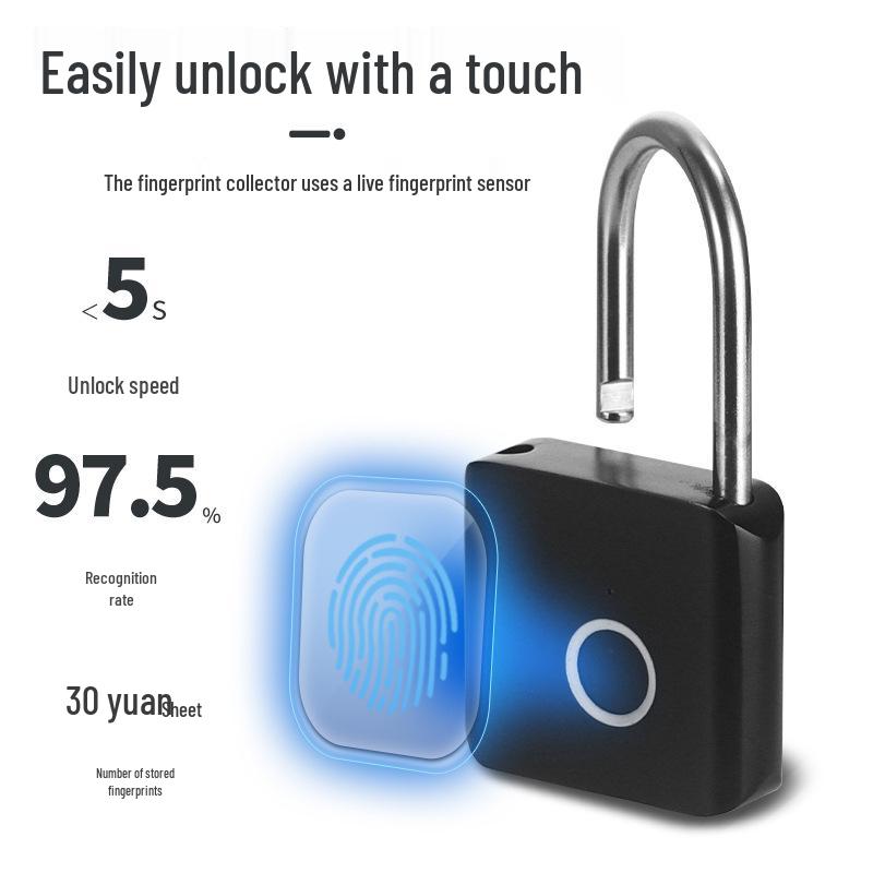 Durable Stainless Steel Smart Fingerprint Padlock for Outdoor Use
