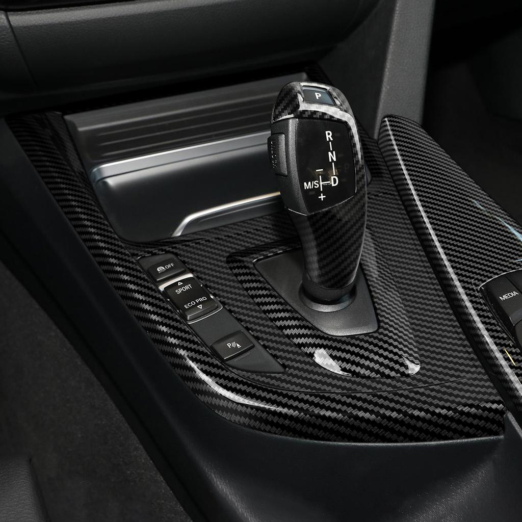For BMW 3 4 Series F30 F31 F32 F33 F34 F36 (2012-2018) Car Center Console Gear Shift Cover Panel, Carbon Fiber ABS Trim Sticker