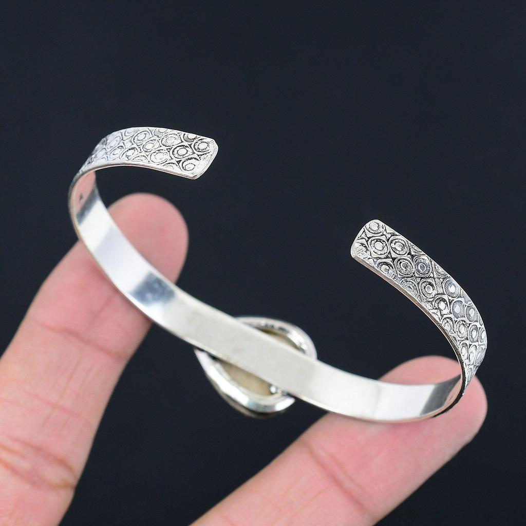 Natural Psilomelane Dendrite Sister Birthday Bangle Jewelry 925 Sterling Silver