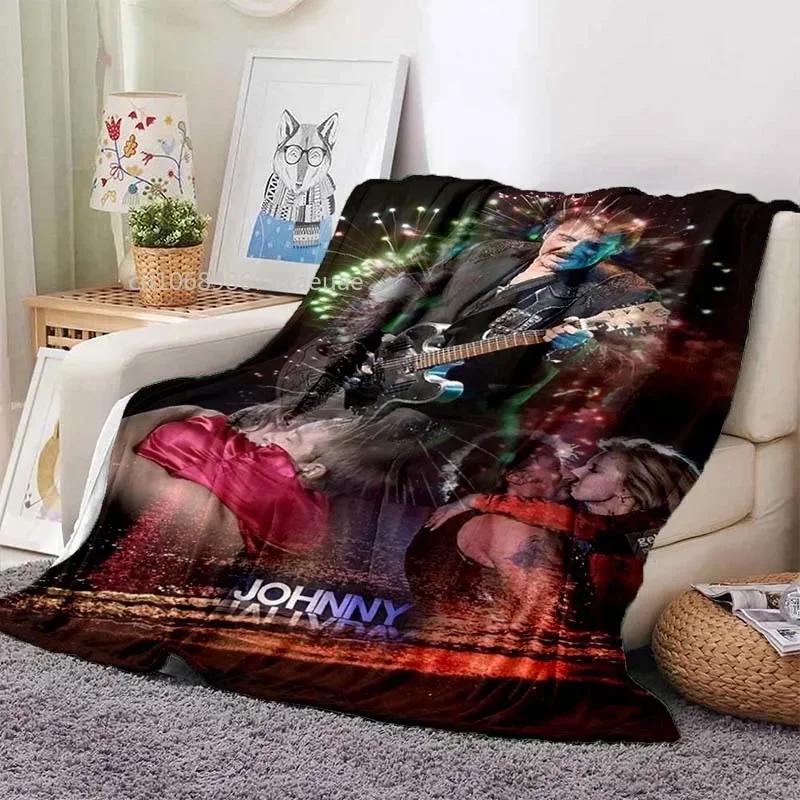 Rock Star Johnny Hallyday Flannel Blanket Rock'n Roll Soft Cover Lightweight Warm Plush Bed Sofa Chair Blanket