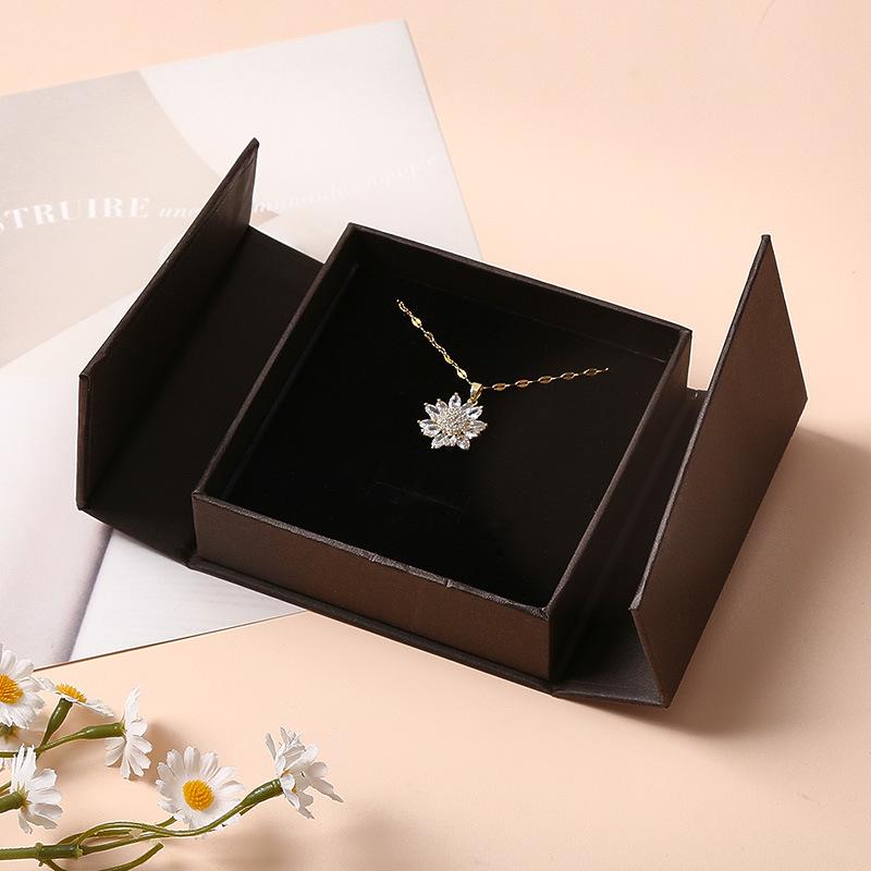 Dual-Opening Magnetic Flip Jewelry Packaging Box Earring Necklace Ring Jewelry Organizer Box Thick Kraft Paper Jewelry Box