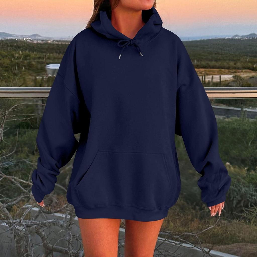 Sudadera con capucha de felpa para mujer, de manga larga, de gran tamaño, con hombros caídos y para otoño