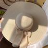Big Hat Brim Wavy Lace Bow Knitted Straw Hat Women Travel Sun Protection Sun Hat Beach Sun Hat