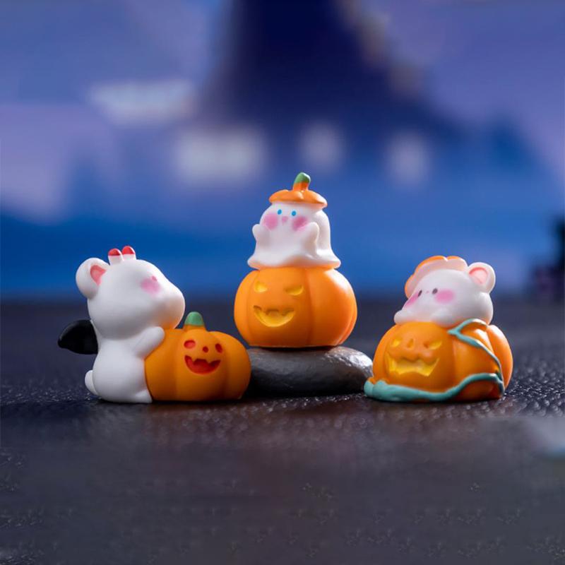 Mini żywiczna statuetka ducha, dyni, zwierzęcia na Halloween, mikro krajobraz, dekoracje na biurko do domu, samochodu