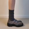 Blaue Schrank-Edition~ Retro Klettverschluss Mary Janes mit runder Spitze Kinder Flache Dicke Ferse Einzelne Schuhe Plateau Freizeitsneaker