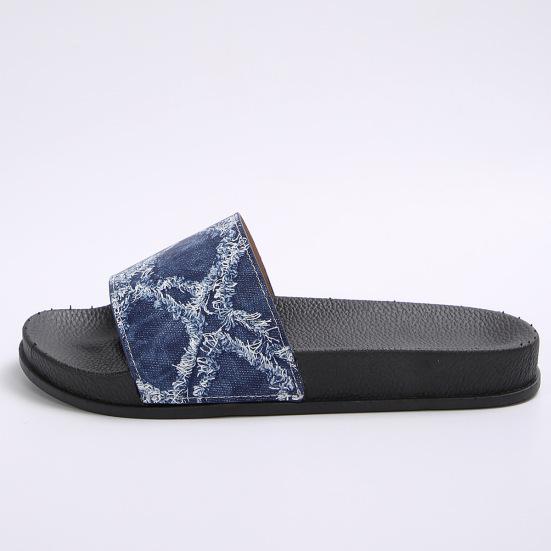 Женские модные шлепанцы на толстой подошве с принтом в одно слово, с открытым носком, легкие пляжные шлепанцы (W) 39 синий