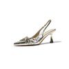 Golden Pleated Sexy Women's Sandals Pointed High Heeled Fashion Banquet High Heeled Shoes Women Pumps Zapatos De Mujer Tacones