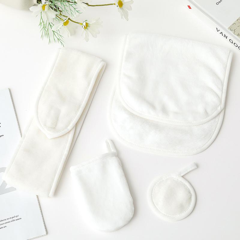 

4 шт./набор Ластик Микрофибра Аксессуары для макияжа Снимающие подушечки Многоразовая Широкая повязка для волос Йога Красота Спа Набор полотенец Очиститель для лица белый