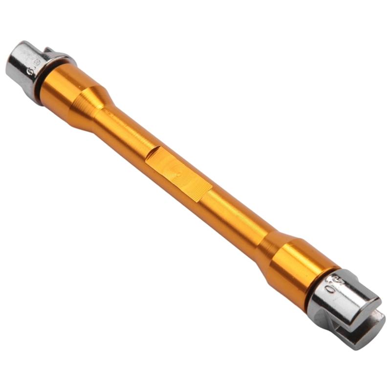 For Most Motorbike Tire Repair Wrench Motorcycle Handle Spoke Wrench CNC Spanner Set 5.0-6.8 Length 93Mm/3.7In Gold
