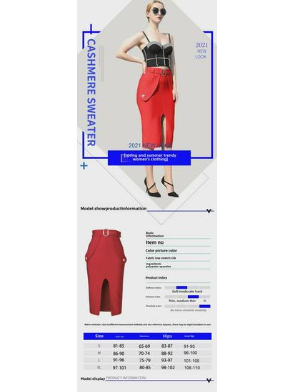 Spódnica midi z rozcięciem i paskiem z wysokim stanem