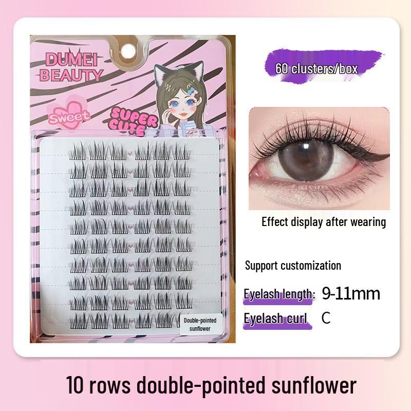10-Row Autumn Leaf & Sunflower Faux Eyelashes - Flat, Glue-Free