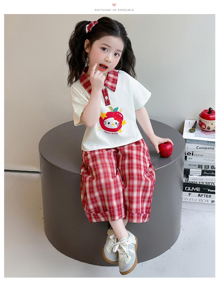 Girls' Korean Edition Set Summer 2026 New Girl's Cartoon Short Sleeve Summer Dress Children's Wide Leg Pants Two Piece Set